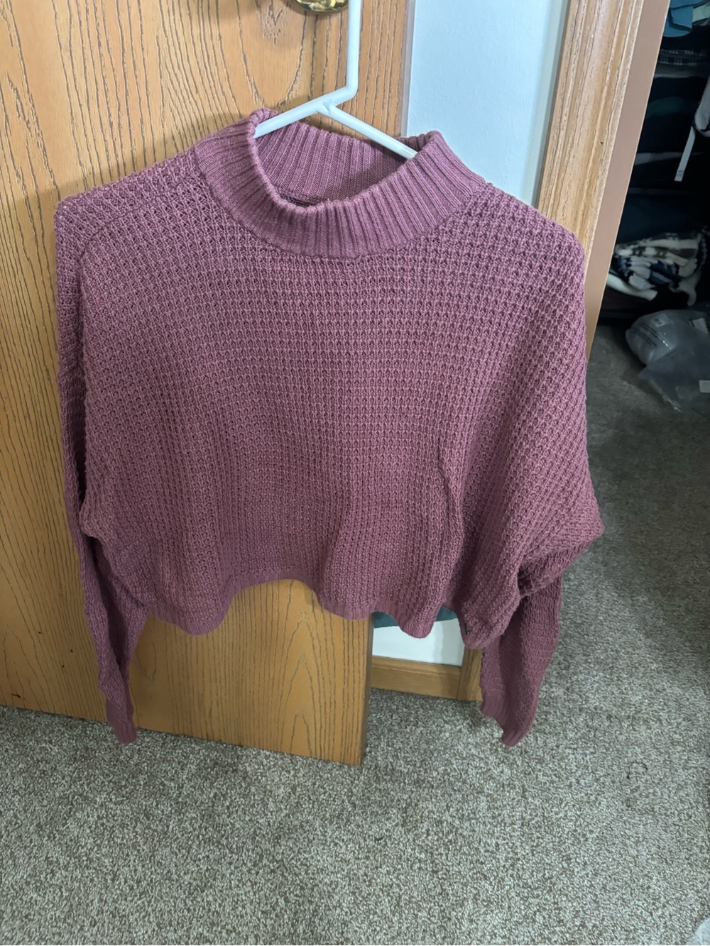 Hollister Cozy Rose Mauve Waffle-Knit Women's Sweater